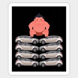 Sumo Wrestler on Car 2 Sticker